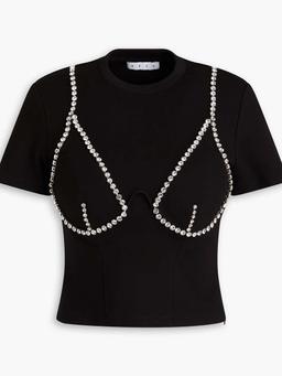 Crystal-embellished jersey top