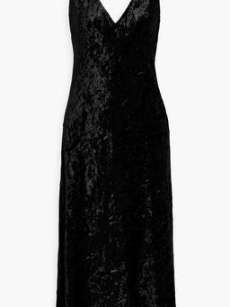 Crushed-velvet midi slip dress