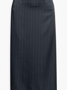 Pinstriped satin midi skirt