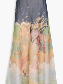Printed silk-organza maxi skirt