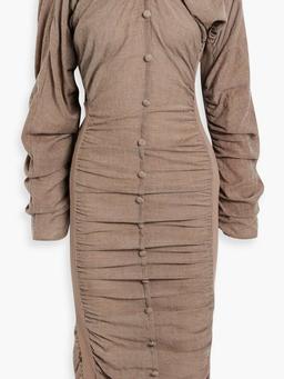 Ruched wool-blend midi dress