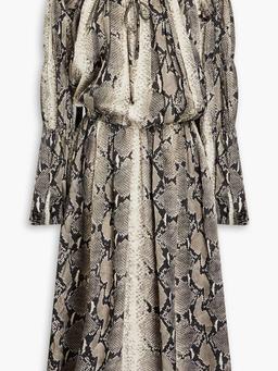 Cole snake-print cupro-satin midi dress