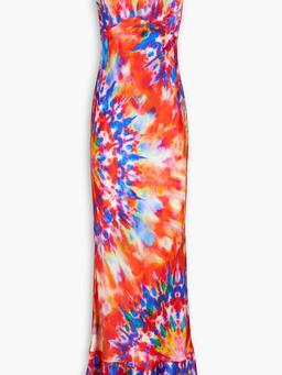 Mimi tie-dyed silk-satin midi dress