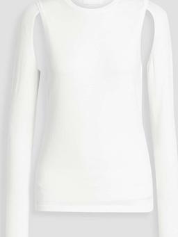 Cutout cotton-blend jersey top