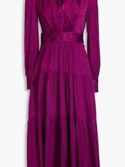 Gil tiered satin-jacquard midi dress