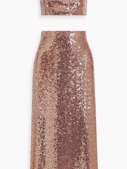 Affie cropped sequined tulle top and midi skirt set