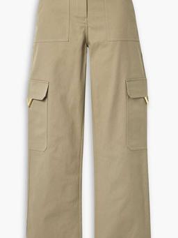 Cotton-blend canvas wide-leg cargo pants