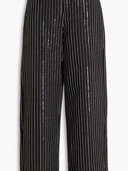 Sequined high-rise wide-leg jeans