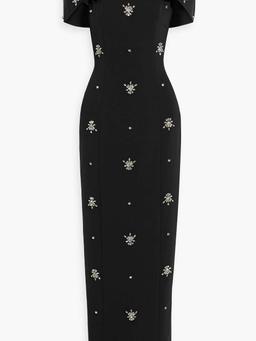 Adelaide cape-effect crystal-embellished crepe gown