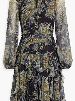 Ruffled printed chiffon dress