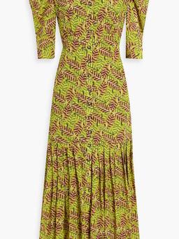 Colette pleated printed silk crepe de chine midi dress