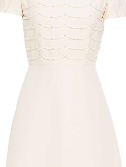 Crystal-embellished wool and silk-blend crepe mini dress