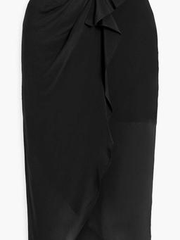 Gyselle draped silk crepe de chine midi skirt