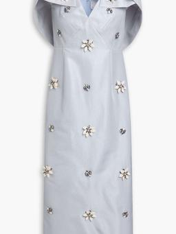 Rosella cape-effect embellished taffeta midi dress