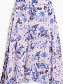 Chasenia asymmetric printed silk crepe de chine skirt