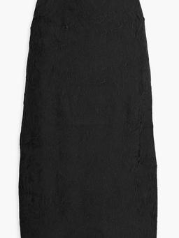 Plissé-crepe midi skirt