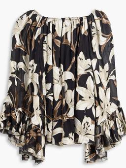 Floral-print satin blouse