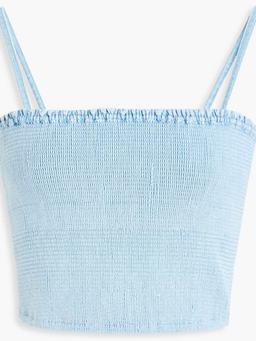 Cropped shirred denim top