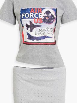 Cutout crystal-embellished printed cotton-jersey mini dress