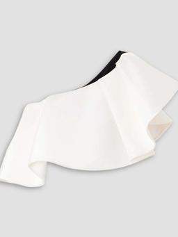 Cropped one-shoulder silk-faille top