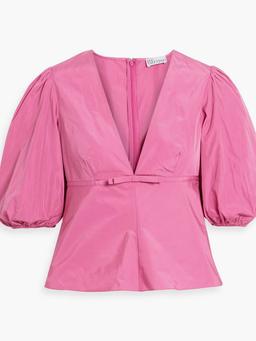 Bow-detailed taffeta top
