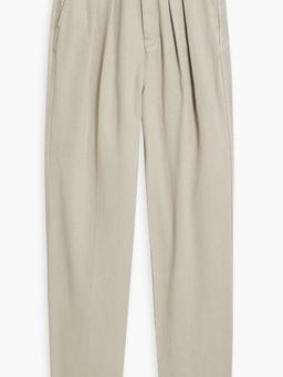 Pleated cotton and Lyocell-blend tapered pants