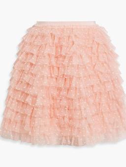 Ruffled point d'esprit mini skirt
