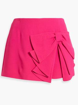 Skirt-effect bow-detailed crepe shorts