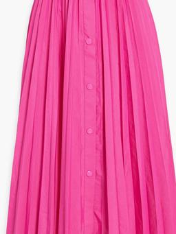 Pleated cotton-blend midi skirt