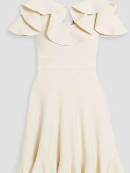 Ruffled pointelle-knit dress