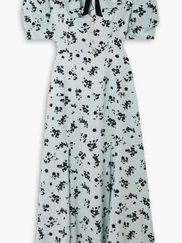 Bow-detailed floral-print silk crepe de chine maxi dress