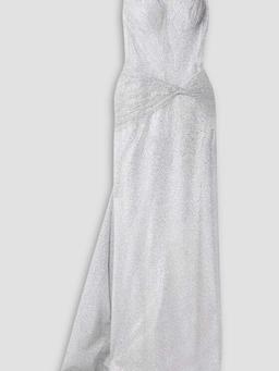 Sunlight ruched glittered tulle gown