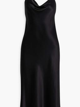 Enora draped silk-satin midi slip dress