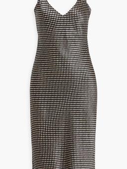 Printed silk-satin slip dress