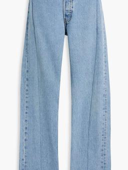 Frayed mid-rise straight-leg jeans