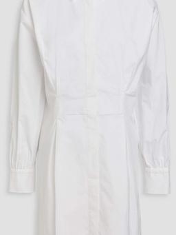 Pleated cotton-poplin mini shirt dress