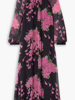 Kahlo lace-trimmed metallic floral-jacquard maxi dress