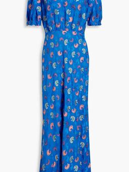 Vida ruffled printed silk-satin jacquard maxi dress