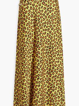 Chain-embellished leopard-print satin maxi skirt