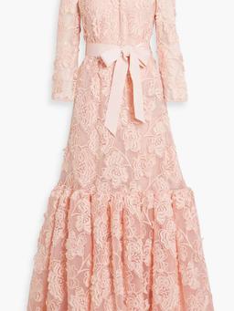 Lorelei embroidered silk-tulle gown