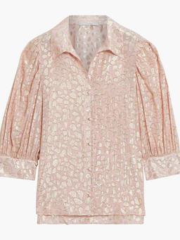 Metallic printed fil coupé silk-blend blouse