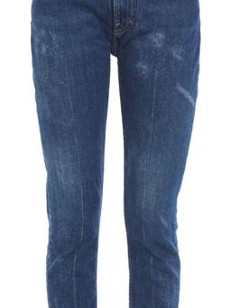 Cropped faded high-rise slim-leg jeans