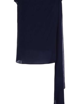 Ozora off-the-shoulder bow-detailed silk crepe de chine top