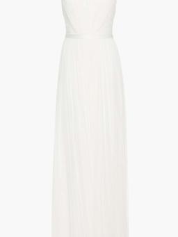 Fantasia guipure lace-trimmed silk-tulle bridal gown