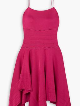 Asymmetric pointelle-knit dress