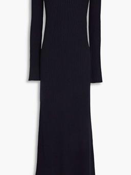 Off-the-shoulder ribbed wool and cashmere-blend maxi dress