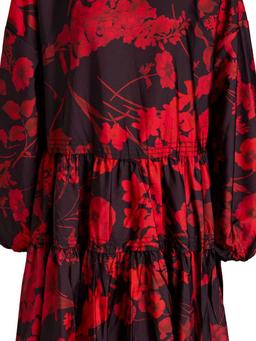Tiered floral-print faille dress