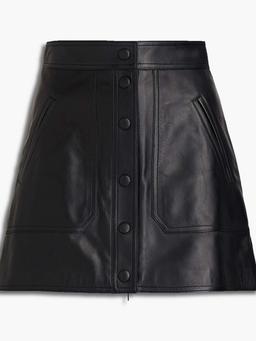 Logo-print leather mini skirt