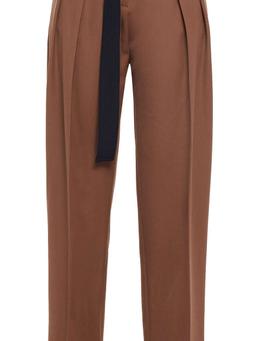 Belted wool-twill tapered pants