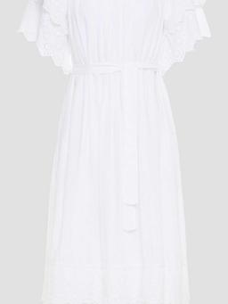 Dee tiered belted broderie anglaise voile midi dress